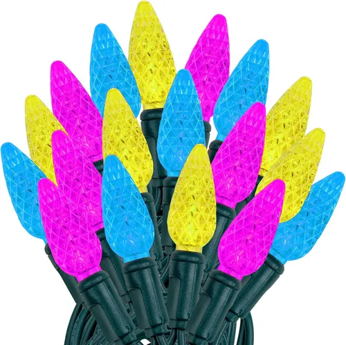 Vista 50 de Novelty Lights - Mini juego de 70 luces C6 LED de Navidad, serie de luces de grado comercial para exteriores, cable verde, 24 pies
