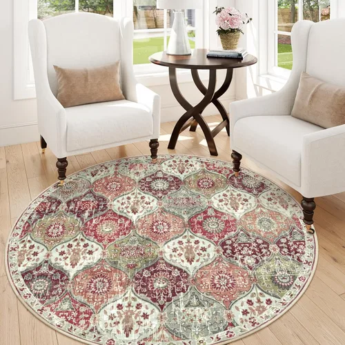 Vista 87 de Lahome - Alfombra marroquí antideslizante y lavable, pequeña alfombra oriental para dormitorio, cocina, entrada, baño, entrada, 61 x 91 cm, crema