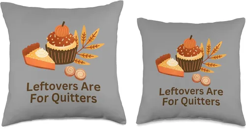 Vista 3 de leftovers are for quitters Bonita almohada de calabaza para cupcakes y pasteles, 16 x 16 pulgadas, multicolor