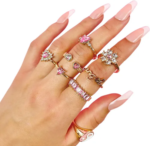 Vista 2 de Le Roux Nails - Anillos apilables para mujer, anillos de moda, Metal no precioso, estrás
