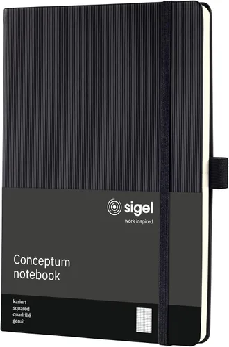Vista 20 de Sigel Cuaderno CO120 CONCEPTUM®, negro, Tapa dura, liso con hoja guía rayada, aprox. A5, con numerosas características