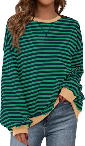 Vista 10 de BTFBM Sudadera de gran tamaño para mujer 2026 otoño Azul Beige Blanco