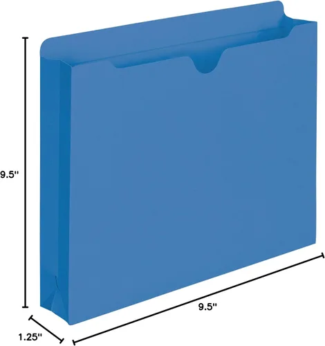 Vista 9 de Smead File Jacket, Reinforced Straight-Cut Tab, 2" Expansion, Letter Size, Blue, 50 per Box (75562) (Pack of 4)