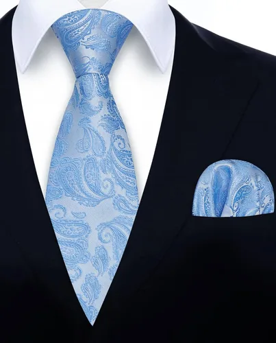 Vista 125 de HISDERN Corbatas para hombre, corbata de cachemira y bolsillo cuadrado tejido clásico floral para hombre, corbata de fiesta de boda