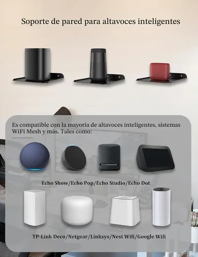 Vista 10 de Estante de montaje en pared para altavoces inteligentes Negro