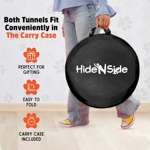 Vista 4 de Hide N Side Túneles de juego para niños, túnel de arrastre interior y exterior para niños, perros, bebés, niños pequeños, juguete de regalo