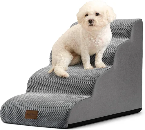 Vista 43 de COZY KISS Escaleras para perros pequeños de 11.8 pulgadas de alto, escalón curvado para cachorros, gatos mayores, rampa mediana para mascotas