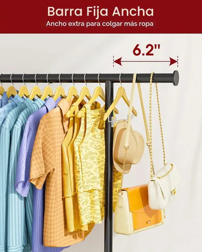 Vista 5 de Sakugi Perchero de Ropa - Percheros de Ropa de Gran Capacidad para Colgar Ropa con Ruedas con Cerradura, Perchero de Metal que Ahorra Espacio