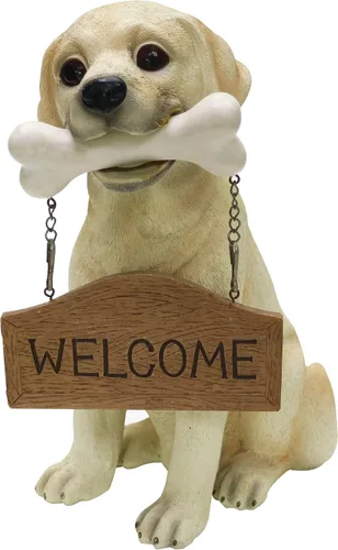 Vista 8 de Nature's Mark Estatua de cachorro de perro Cocker Spaniel con letrero de bienvenida reversible y letrero de marcha de resina, decoración de jardín