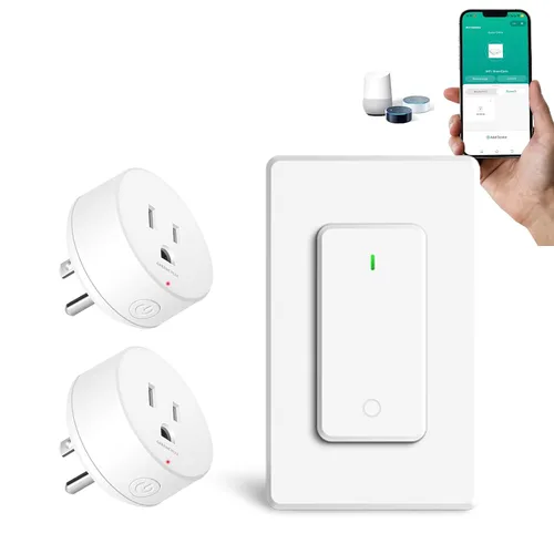 Vista 59 de Toma de control remoto, interruptor de luz y enchufe remoto greencycle con interruptor de luz inalámbrico, rango de 500 pies, no necesita cableado