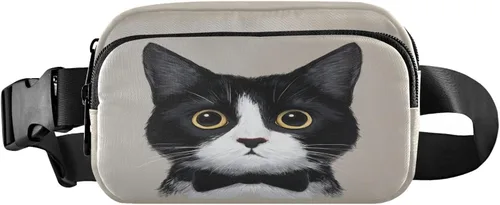 Vista 19 de Riñonera con patrón de lunares rojos y blancos para mujeres y hombres, cangurera pequeña, bolsa cruzada para exteriores, senderismo, correr, viajes