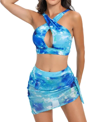 Vista 4 de Traje baño femenino 2 piezas Traje baño Estampado hawaiano femenino natación camuflaje Sujetador Playa Traje Bikini