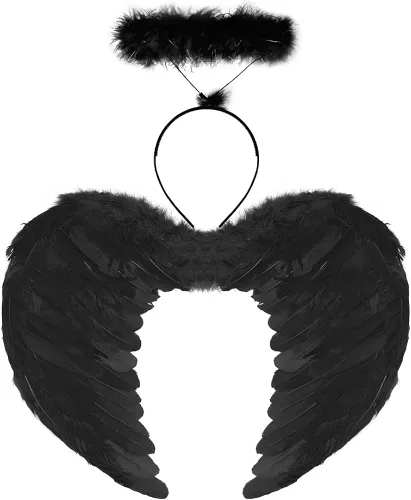 Vista 2 de IMEKIS Disfraces de ángel y diablo para niña bruja Halloween falda alas varita horca diadema de cuerno para cosplay 2-12T