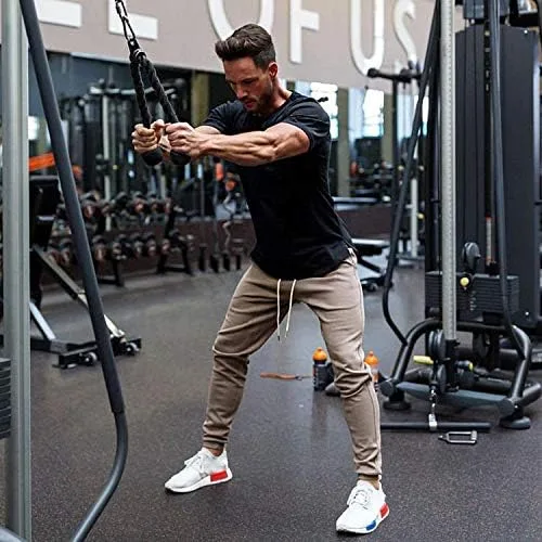 Vista 3 de COOFANDY Camiseta de entrenamiento muscular para hombre, camiseta de manga corta para gimnasio, culturismo, moda