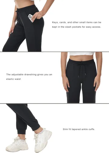 Vista 4 de ZTN Pantalones deportivos con cordón para mujer, pantalones deportivos para entrenamiento, senderismo, casuales, ligeros, con puños cónicos