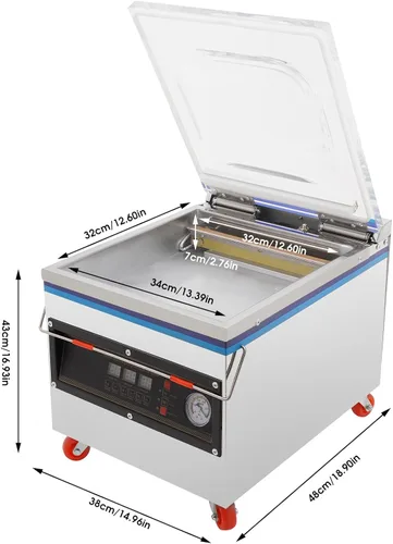 Vista 6 de Máquina selladora al vacío, 360 W 110 V Máquina de envasado al vacío comercial Sellador de preservación de cámara eléctrica de acero inoxidable