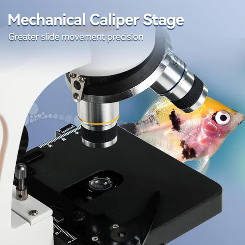 Vista 4 de SVBONY Microscopio monocular compuesto SM202 para adultos, kit de microscopio compuesto 40X-2000X, microscopio con etapa mecánica, adaptador