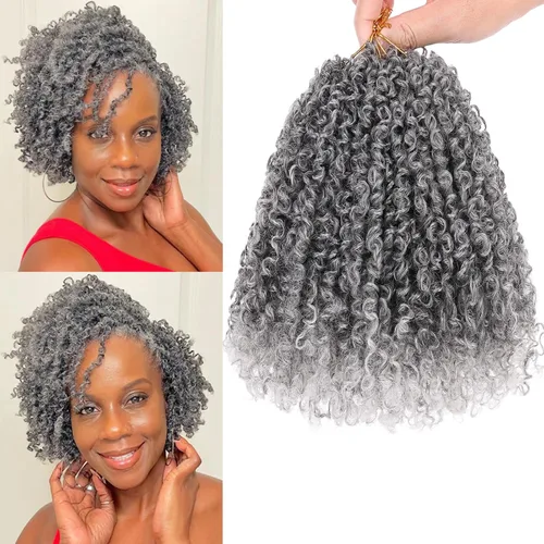 Vista 25 de COOKOO 6 pulgadas 8 paquetes Cabello de Ganchillo Pre-enrollado Yanky Twist para Mujeres Negro Natural Mini Passion Twists Pre-retorcido Cabello