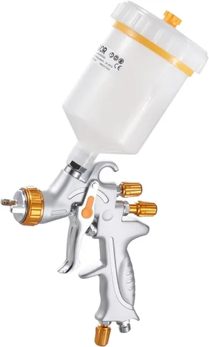 Vista 9 de VEVOR HVLP - Pistola pulverizadora de pintura de alimentación por gravedad con 3 boquillas (1.3/1.4/0.067 in), pulverizador de pintura automático