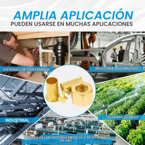 Vista 5 de 1/4 Pulgada OD Inserto de Compresión de Latón, Manga con Casquillo, Tuerca 50 Piezas