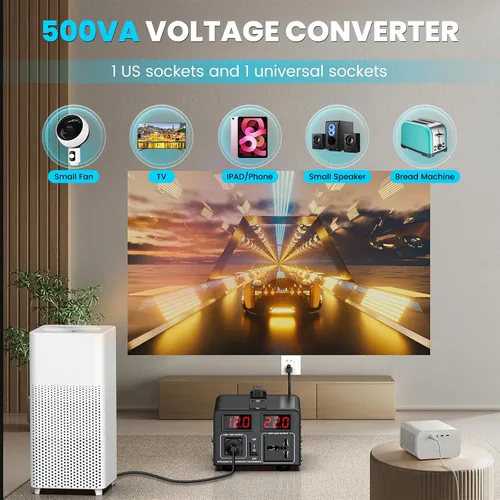 Vista 5 de Transformador convertidor de voltaje de 500 W (110 V a 220 V o 220 V a 110 V) convertidor elevador/reductor 110/120 voltios - 220/240 voltios