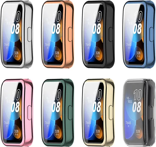 Vista 4 de Paquete de 4 fundas para reloj compatibles con Huawei Band 8, protector de pantalla para reloj inteligente, película protectora de TPU suave