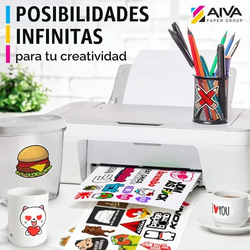 Vista 3 de Papel adhesivo de vinilo para imprimir - Papel impermeable para calcomanías para impresora de inyección de tinta - 30 hojas autoadhesivas - Blanco