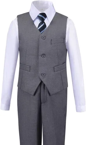Vista 2 de Addneo Trajes formales Silm Fit de 5 piezas con camisa y chaleco para niño