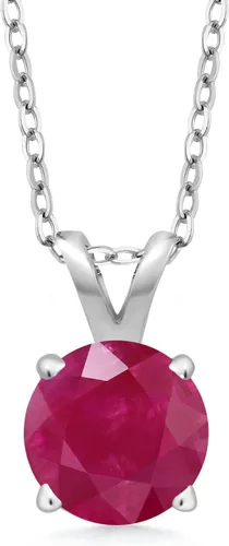 Vista 41 de Gem Stone King Collar con colgante solitario de plata de ley 925 de 0.236 in con piedra natal redonda Collar de 4 puntas para mujer Con cadena