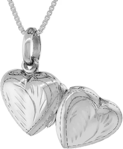 Vista 3 de Colgante de plata de ley con forma de corazón, grabado a mano, 0.5in