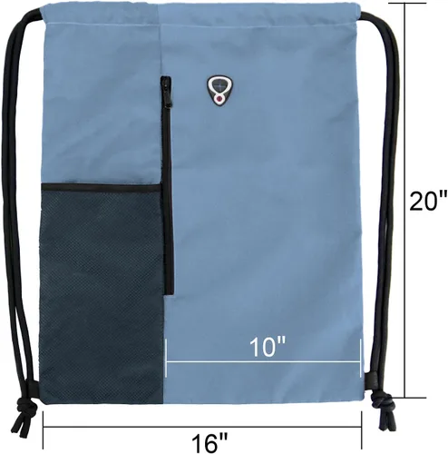 Vista 2 de Mochila con cordón, con estilo deportivo, bolsa de gimnasio para mujeres, hombres y niños, bolsa de gran tamaño con zíper y bolsillos de malla