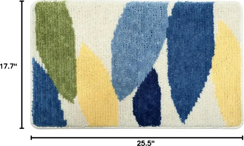 Vista 2 de Apeso Alfombra de baño con patrón de plantas, ultra absorbente, antideslizante, lavable a máquina, alfombra de felpa gruesa, microfibra suave
