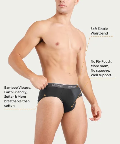 Vista 2 de DAVID ARCHY Calzoncillos de bambú para hombre, súper suaves, cómodos, ligeros, paquete de calzoncillos, C