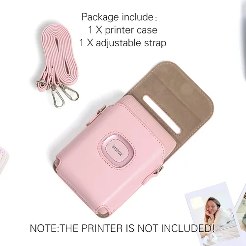 Vista 7 de MIni Link 2 - Funda de piel sintética para impresora Fujifilm Instax Mini Link 2 con correa de hombro ajustable Rosado