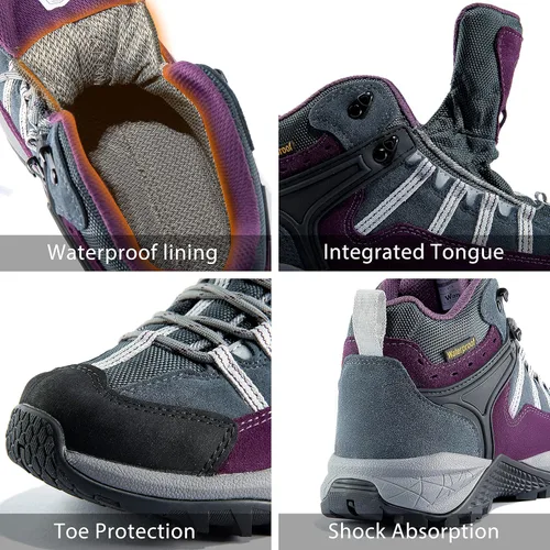 Vista 6 de Wantdo Botas de senderismo impermeables para mujer antideslizantes botas tácticas para senderismo al aire libre