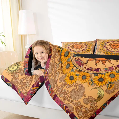 Vista 60 de Erosebridal Juego de edredón de hojas de cannabis, juego de ropa de cama de marihuana con estampado colorido de plantas, decoración bohemia de 2