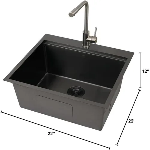 Vista 3 de STARSTAR Repisa para estación de trabajo, fregadero de cocina de acero inoxidable mate satinado mate para montaje superior, patio, bar, lavandería