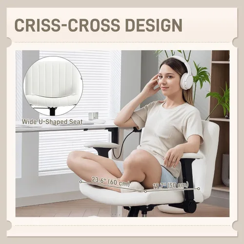 Vista 4 de HOMCOM Criss Cross - Reposabrazos abatibles para silla de oficina Beige