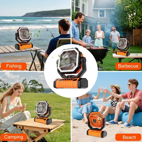Vista 7 de ZioeYiue Ventilador de campamento recargable, 20000 mAh ventiladores de batería grande, ventilador recargable de 4 velocidades con control remoto