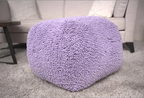 Vista 9 de Spongy Puf cuadrado, asiento texturizado de felpilla suave con relleno de cuentas de poliestireno, cojín de felpa acogedor totalmente montado Carbón