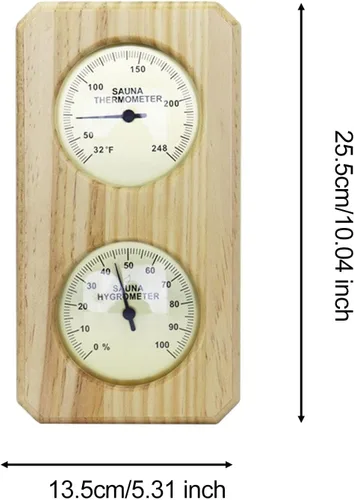 Vista 3 de Higrotermógrafo de sauna, medidor de humedad de temperatura, termómetro de madera higrómetro para gimnasio