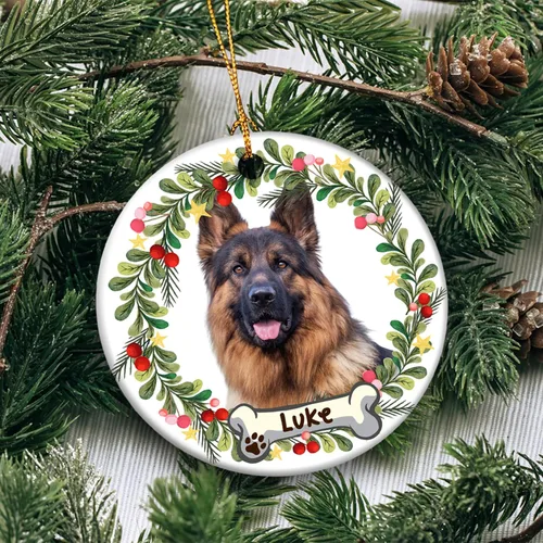 Vista 3 de Adorno personalizado para foto de perro, adorno de Navidad personalizado para mascotas 2023, regalos de Navidad personalizados para cachorros