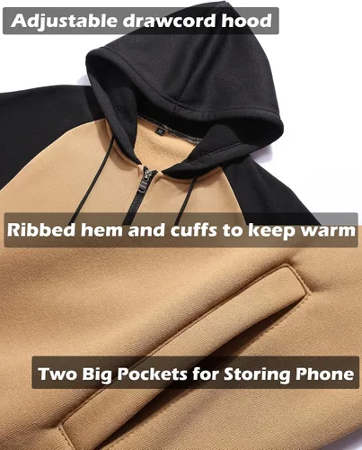 Vista 4 de GXAMOY Sudadera con capucha de forro polar con capucha para hombre, con cremallera completa, con bolsillo
