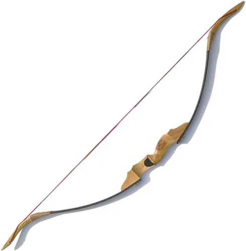 Vista 3 de Arco recurvo tradicional de tiro con arco para caza, arco largo hecho a mano para disparar, arco de caballo mongol de madera, 30-50 libras