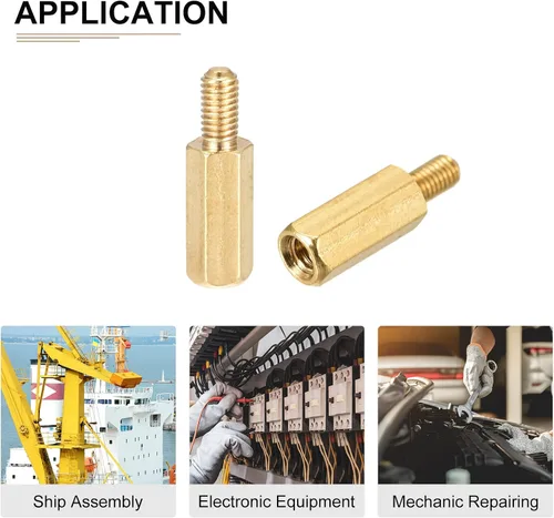 Vista 4 de DTGN M3x10x6mm (DxHLxML) - Separador hexagonal de latón - Paquete de 20 - Bueno para máquinas electrónicas - Tuercas de tornillo espaciadoras macho