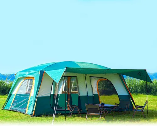 Vista 24 de KTT Extra Large Tent 10-12-14 Person(Style-B),Family Cabin Tents,2 Rooms,3 Doors and 3 Windows with Mesh,Straight Wall,Waterproof,Double Layer,Big