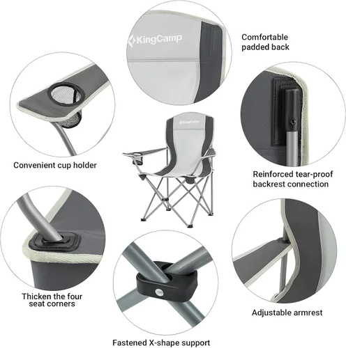 Vista 4 de KingCamp Silla de camping ligera para exteriores, sillas plegables para exteriores, sillas para adultos, silla cuádruple portátil al aire libre