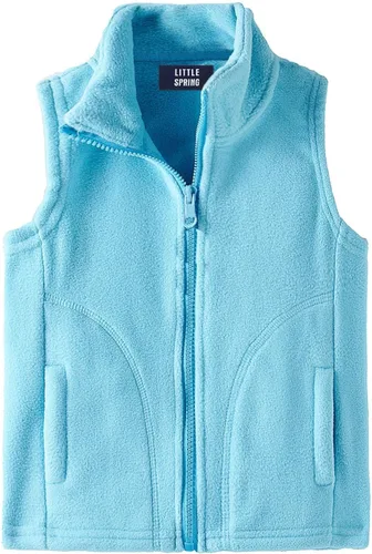 Vista 26 de LittleSpring Boys Girls Fleece Vest Sleeveless Jacket Full-Zip Fall Winter Warm Outerwear Negro