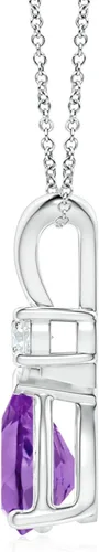 Vista 2 de Angara Collar con colgante de lágrima de amatista natural para mujeres, niñas con diamante en plata 925, oro macizo de 14 quilates, platino 950