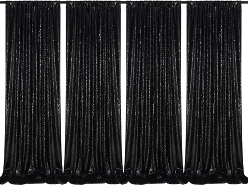 Vista 26 de 2 cortinas de 2 x 8 pies de lentejuelas con brillantina para marco de fotografía, para fiestas o fondos de fotografía